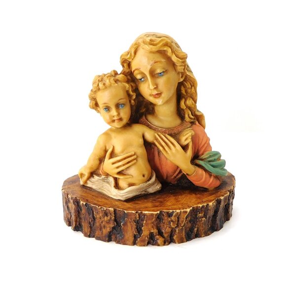 Madonna Mother & Child Figurine Sculpture Statue Italy Hand Painted Vintage - Picture 1 of 7